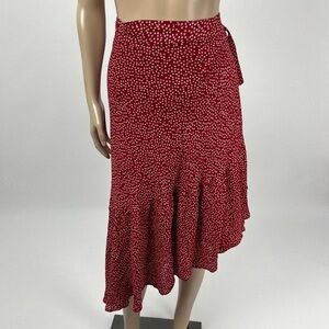 REFORMATION | Red Floral Dot Midi Skirt